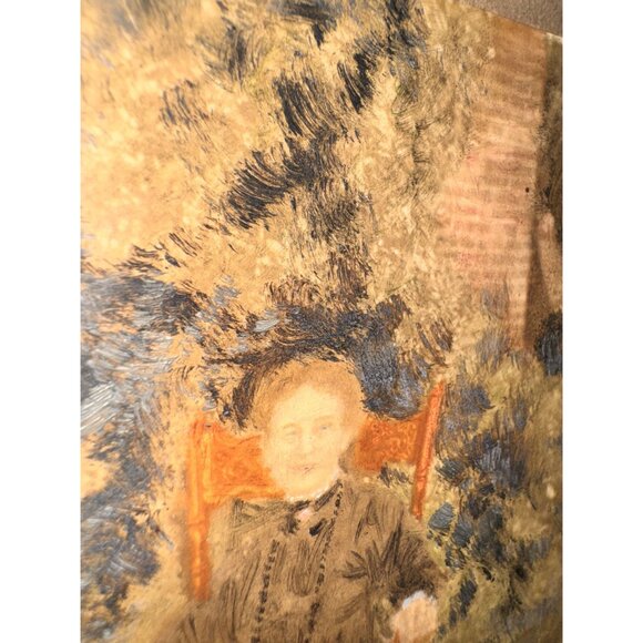 Antique Portrait Painting Matted Artwork nun sister dog religious - Picture 8 of 9